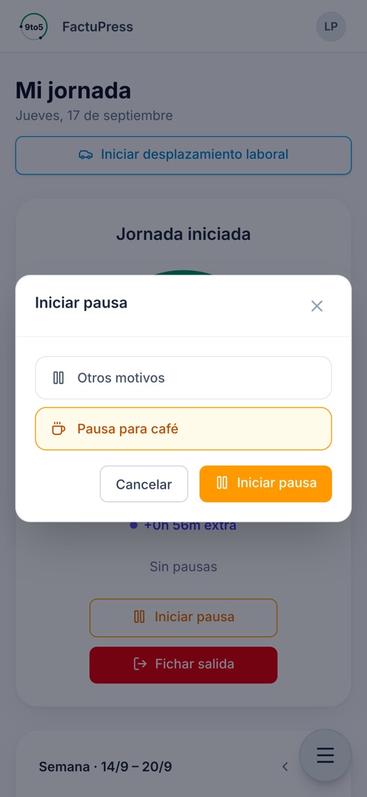 Iniciar una pausa