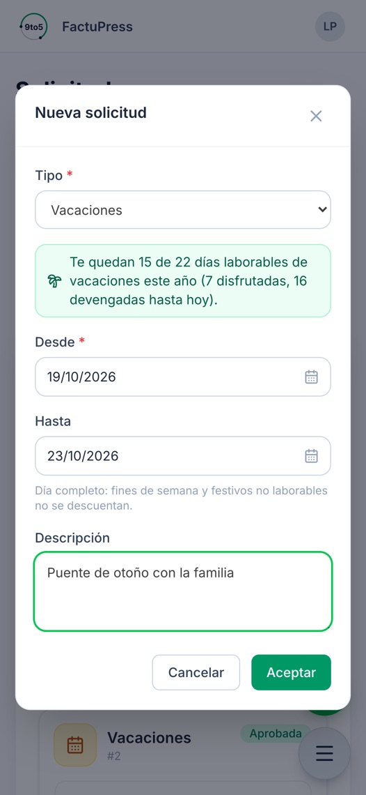 Solicitud de vacaciones